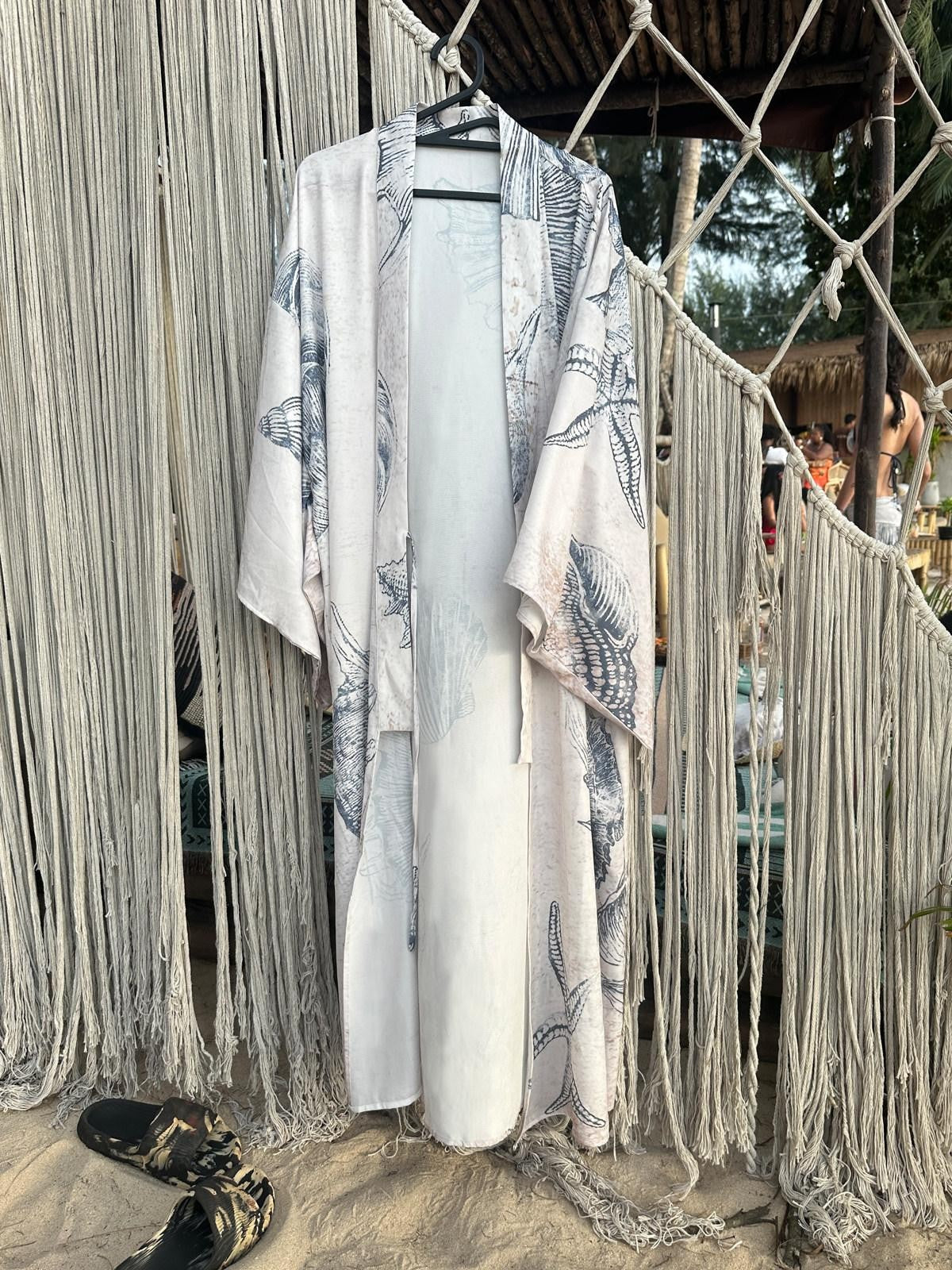 QUORRA S CHORD Shell Fossil Kimono Cape With Bow Belt Women&