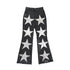 QUORRA_S_CHORD_Silver_Black_Star_High_Waist_Elastic_Straight_Flare_Women&