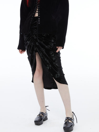 QUORRA S CHORD Silver Foil Pleated Tulip Adjustable Drawstring Women&