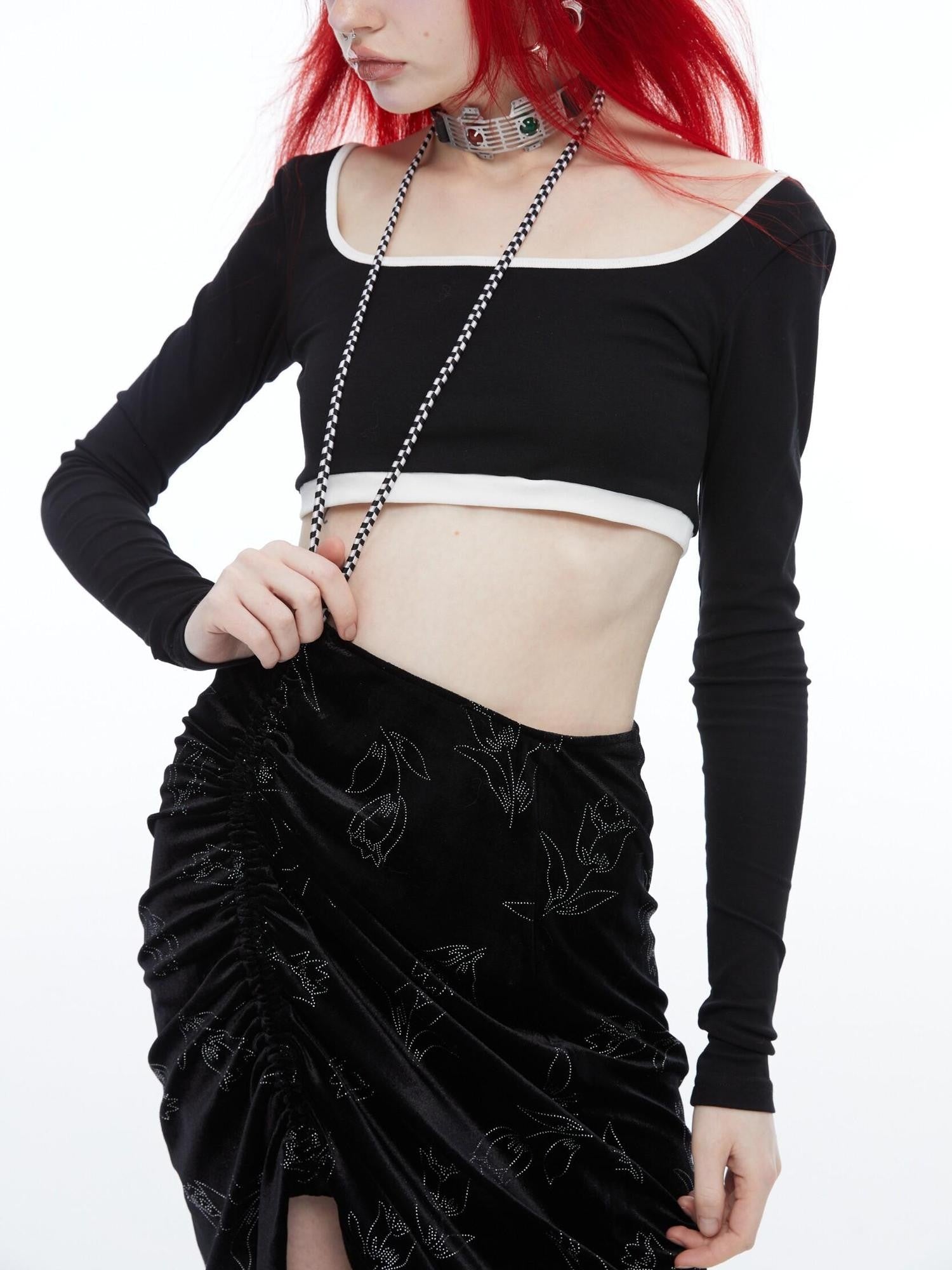 QUORRA S CHORD Silver Foil Pleated Tulip Adjustable Drawstring Women&