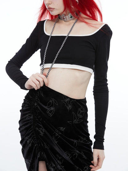 QUORRA S CHORD Silver Foil Pleated Tulip Adjustable Drawstring Women&
