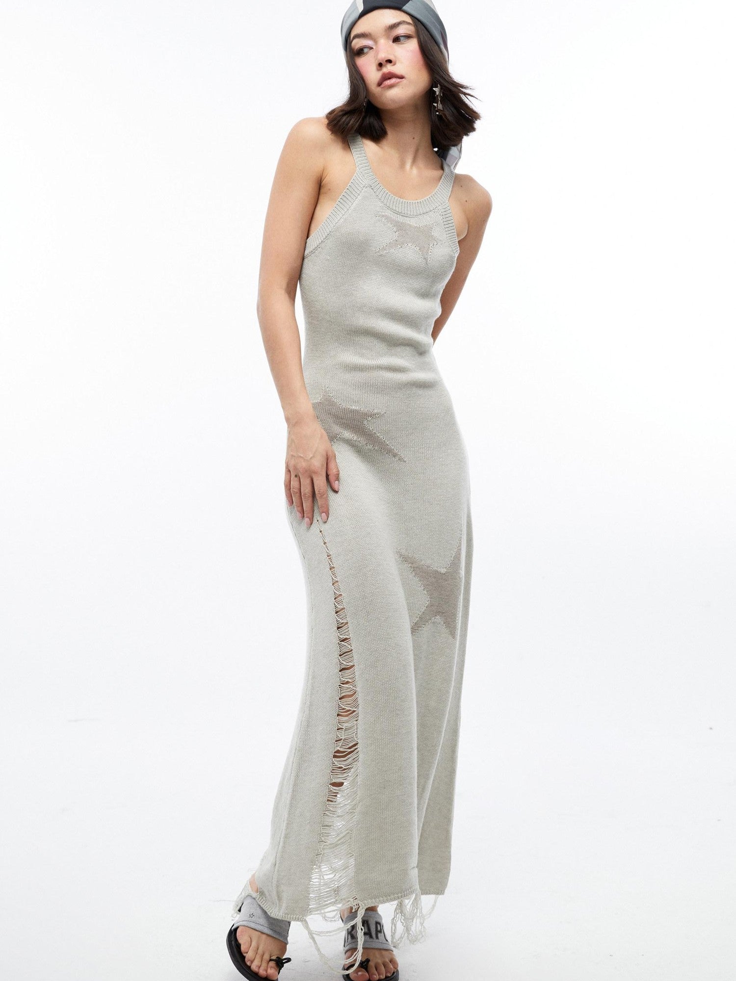 QUORRA S CHORD Star Jacquard Sleeveless Distressed Women&
