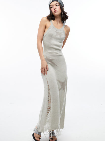 QUORRA S CHORD Star Jacquard Sleeveless Distressed Women&