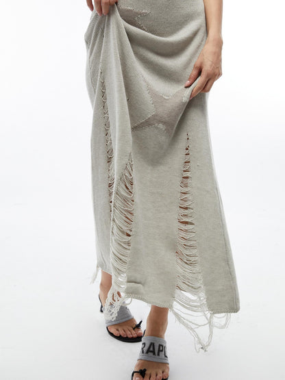 QUORRA S CHORD Star Jacquard Sleeveless Distressed Women&