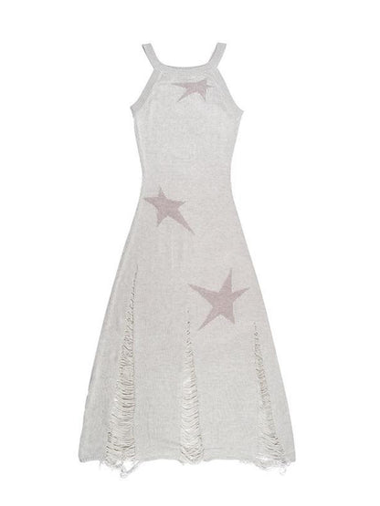 QUORRA S CHORD Star Jacquard Sleeveless Distressed Women&