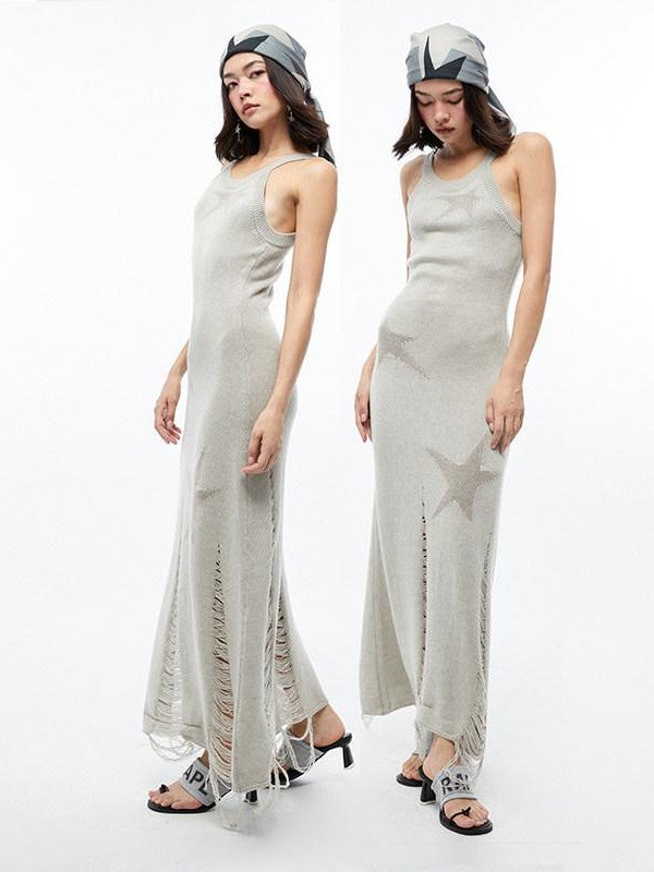 QUORRA S CHORD Star Jacquard Sleeveless Distressed Women&