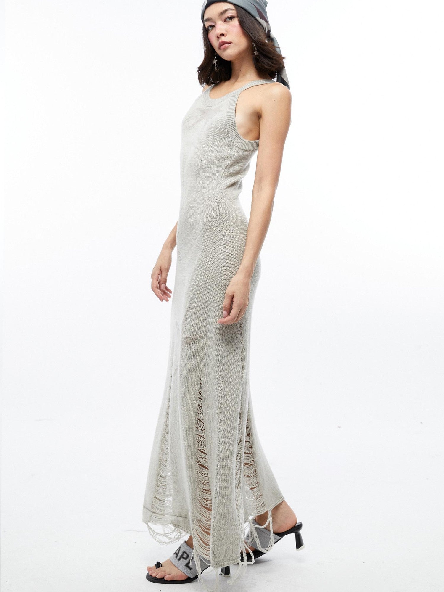 QUORRA S CHORD Star Jacquard Sleeveless Distressed Women&