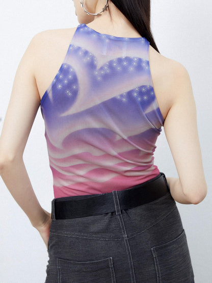 QUORRA S CHORD Sunset Pink Dreamy Floral Bird Print Chinese Street Style Women&