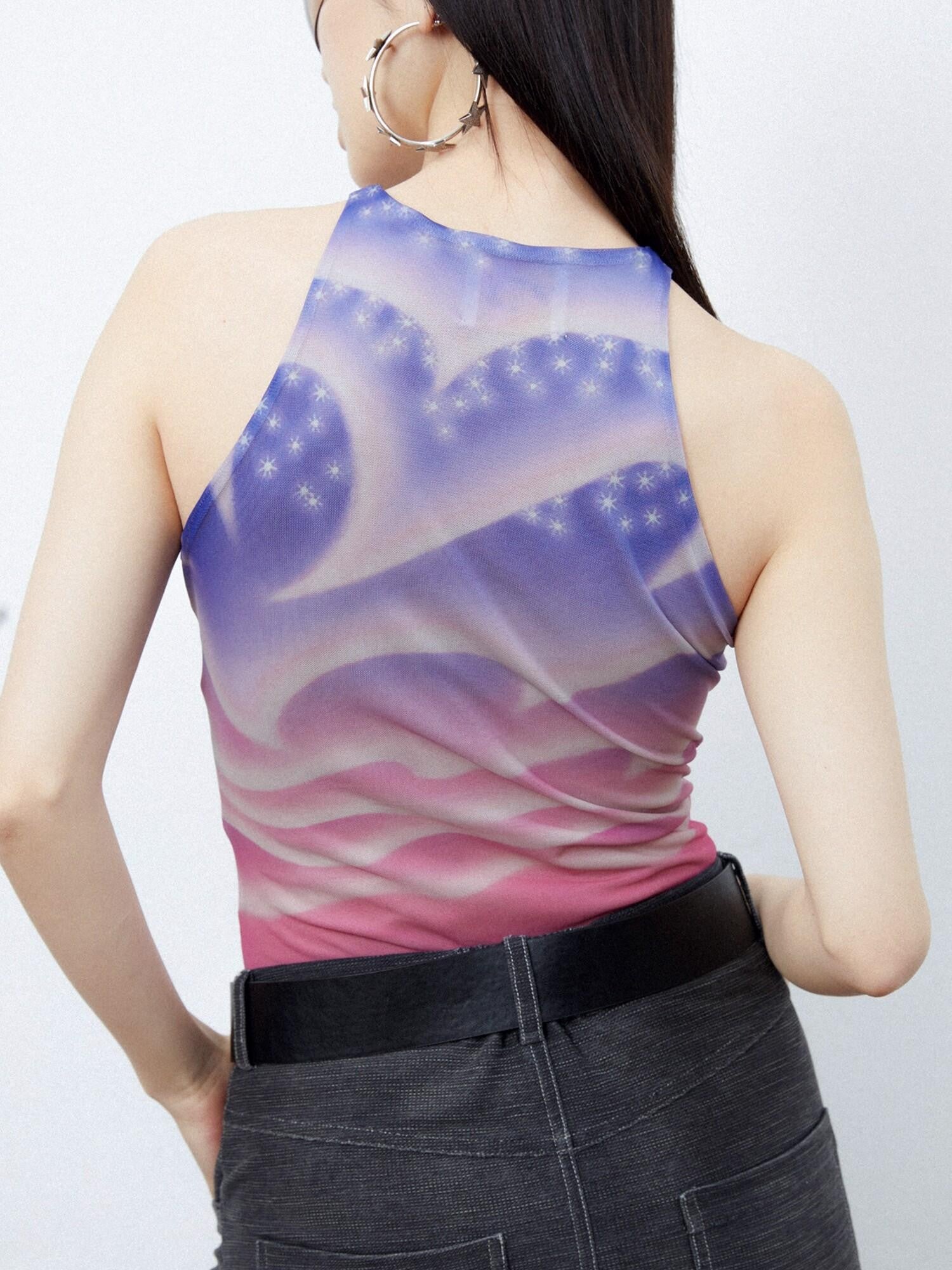 QUORRA S CHORD Sunset Pink Dreamy Floral Bird Print Chinese Street Style Women&