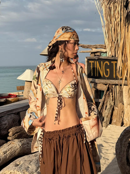 QUORRA S CHORD Treasure Map Print Pirate Cape Women&
