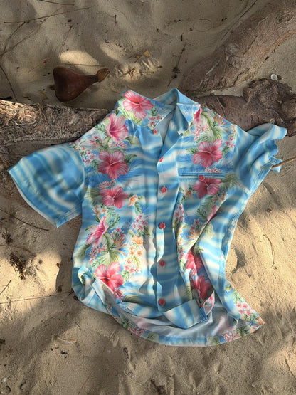 QUORRA S CHORD Tropical Hibiscus Garland Ocean Print Women&