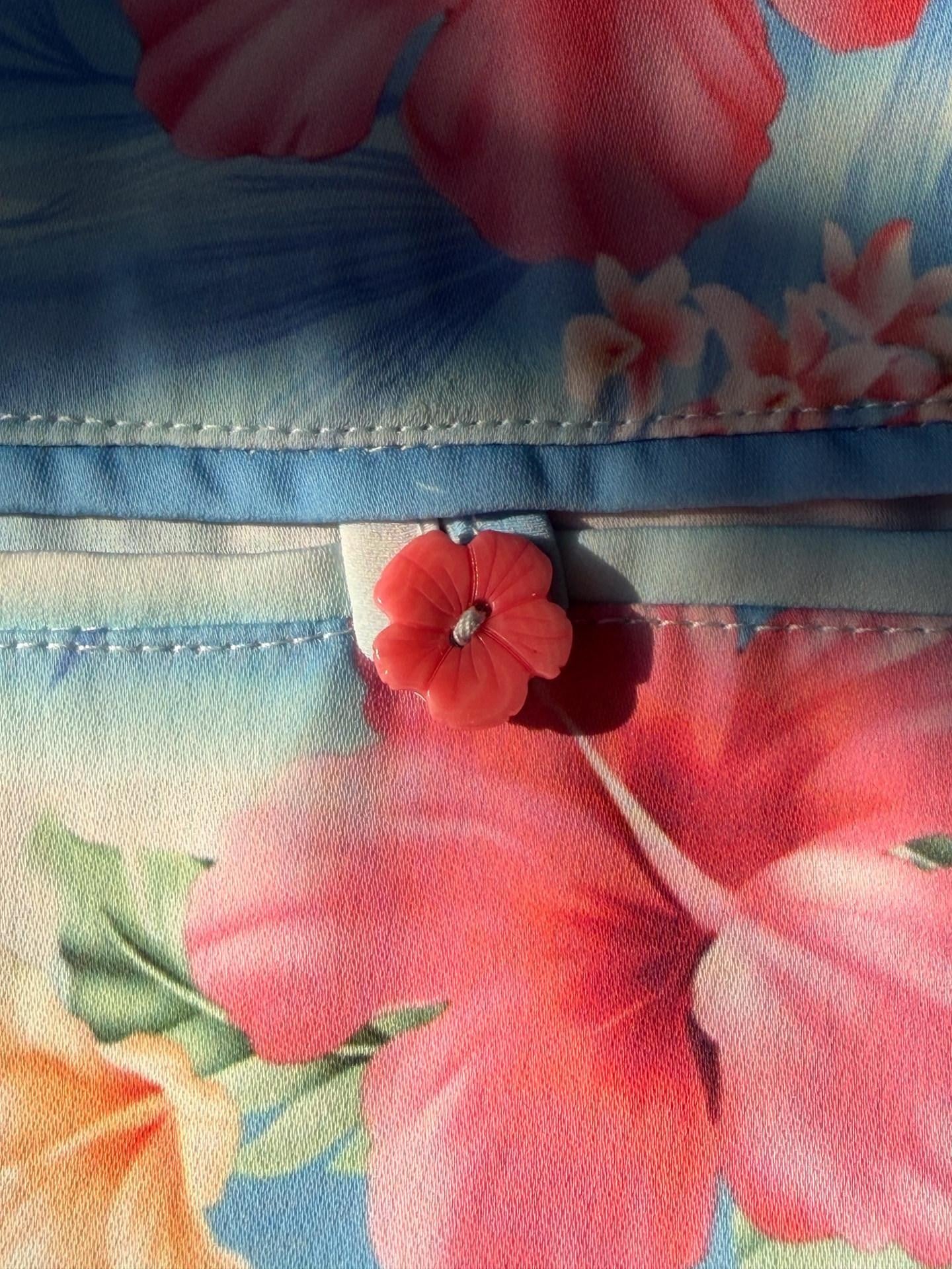 QUORRA S CHORD Tropical Hibiscus Garland Ocean Print Women&