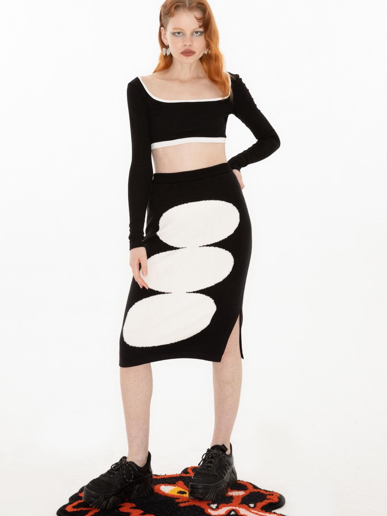 QUORRA S CHORD Visual Geometric Circle Jacquard Straight Women&