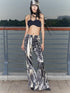 QUORRA S CHORD Water Ripple Tie Dye Sporty Cargo Elastic Waist Women&