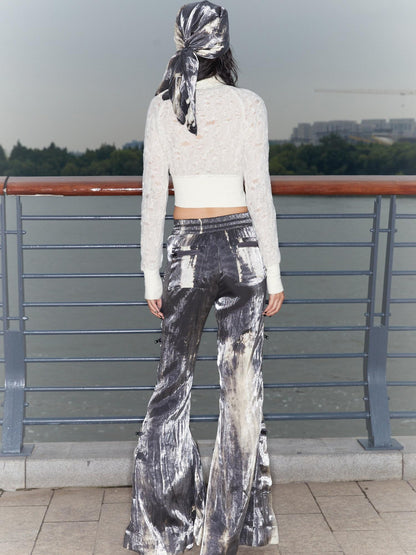 QUORRA S CHORD Water Ripple Tie Dye Sporty Cargo Elastic Waist Women&