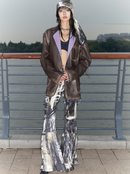 QUORRA S CHORD Water Ripple Tie Dye Sporty Cargo Elastic Waist Women&