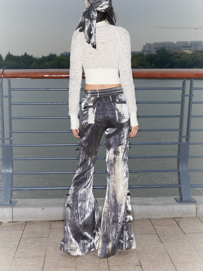 QUORRA S CHORD Water Ripple Tie Dye Sporty Cargo Elastic Waist Women&