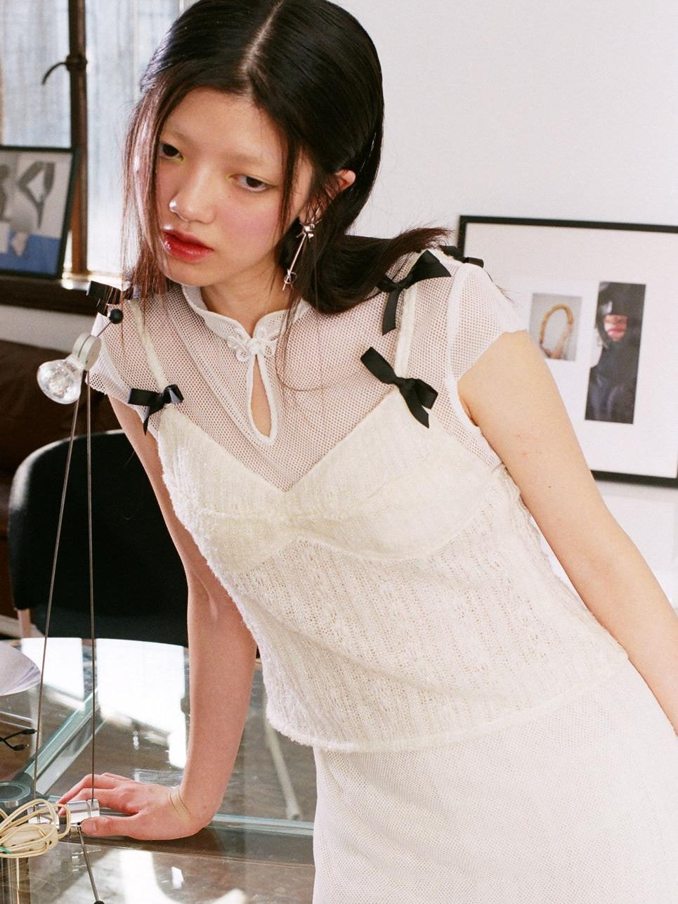 QUORRA S CHORD White Cheongsam Side Slit Women&