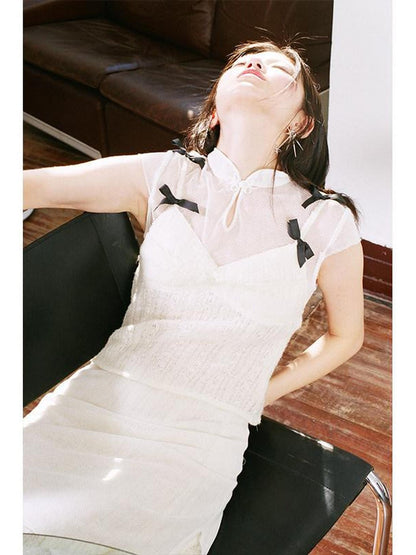 QUORRA S CHORD White Cheongsam Side Slit Women&