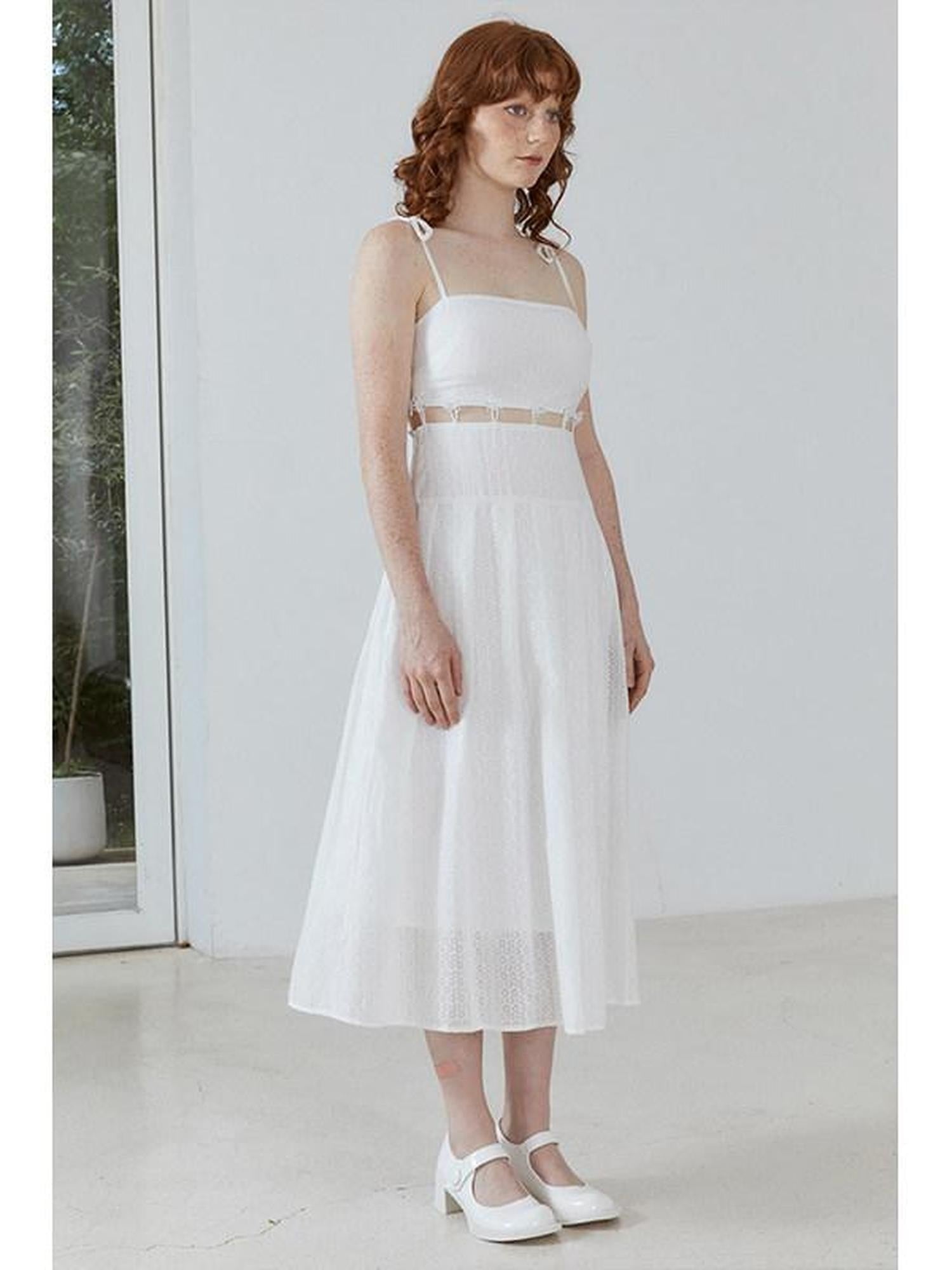QUORRA S CHORD White Jacquard Hollowout Bow Pleated Bustier Women&