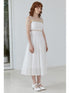QUORRA S CHORD White Jacquard Hollowout Bow Pleated Bustier Women&