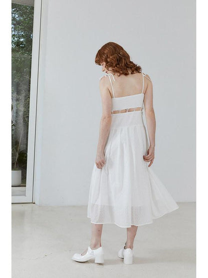 QUORRA S CHORD White Jacquard Hollowout Bow Pleated Bustier Women&