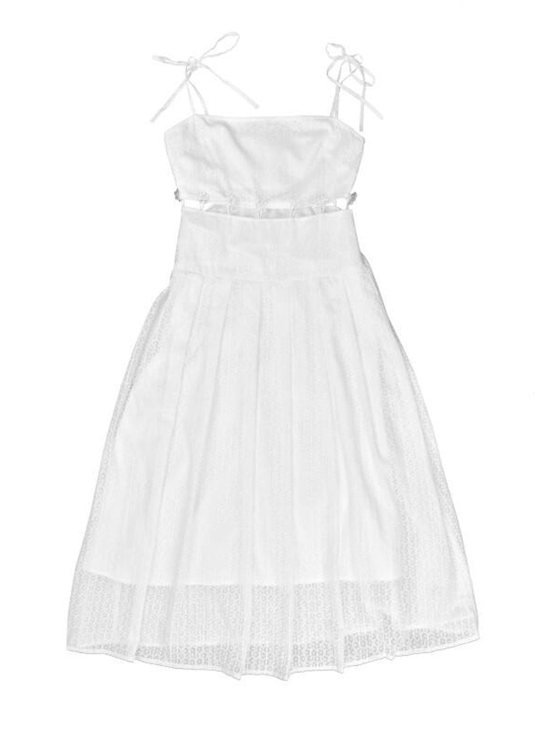 QUORRA S CHORD White Jacquard Hollowout Bow Pleated Bustier Women&