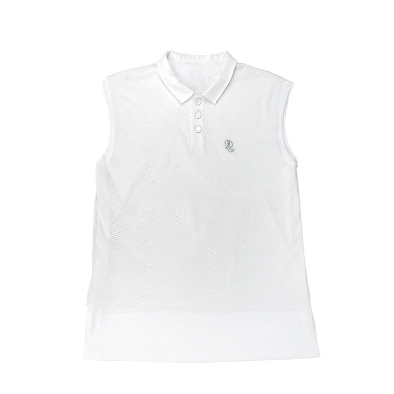 QUORRA_S_CHORD_White_Mesh_Polo_Frayed_Hem_Women&