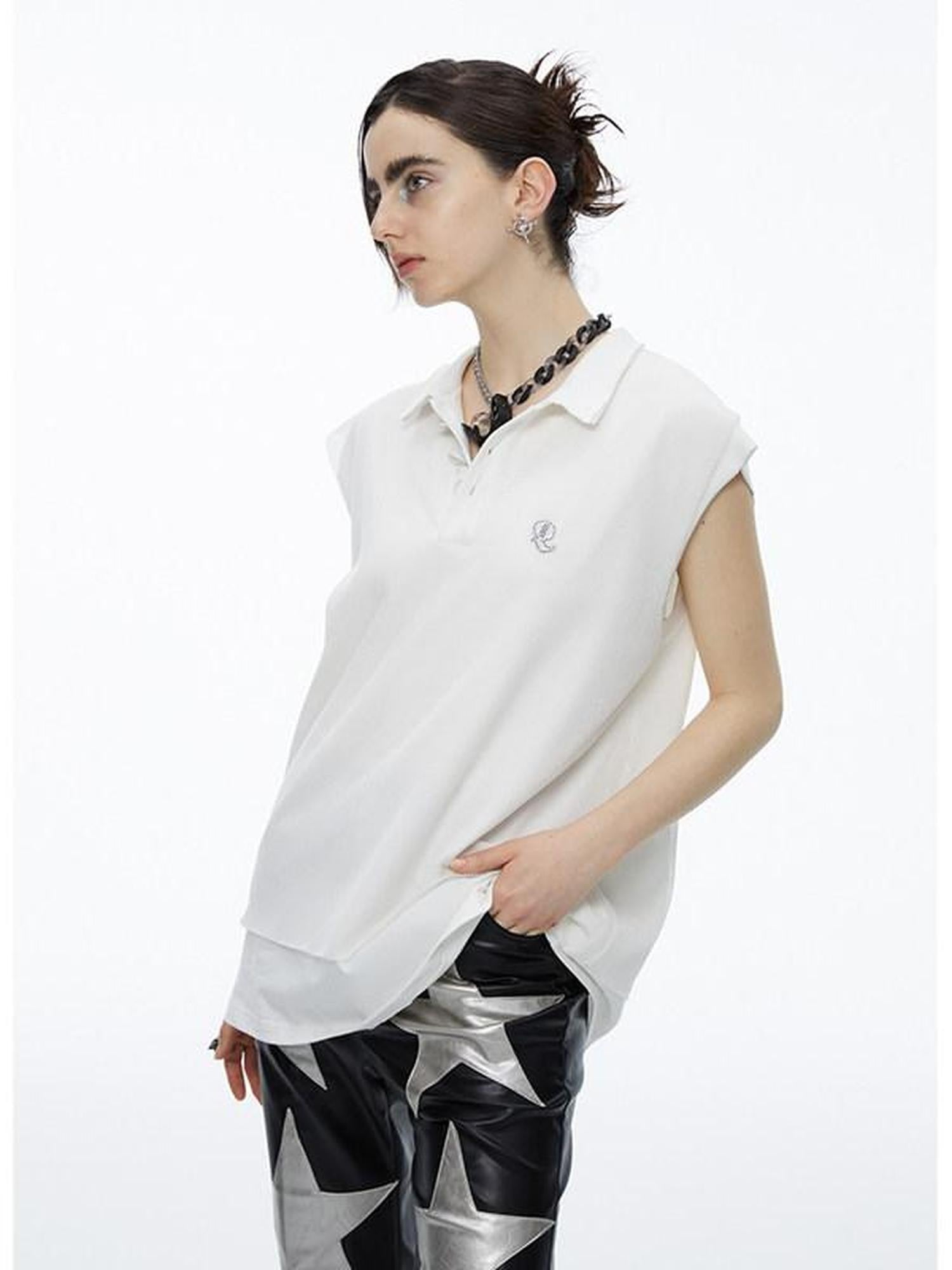 QUORRA S CHORD White Mesh Polo Frayed Hem Women&