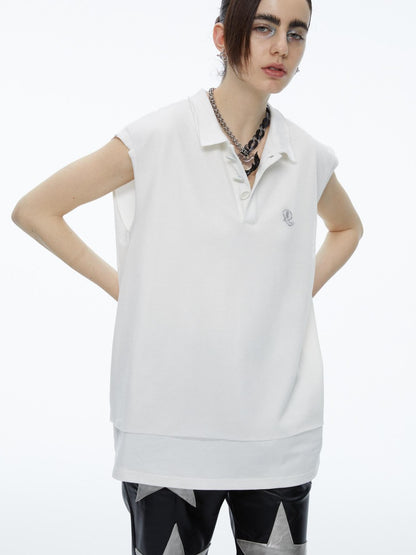 QUORRA S CHORD White Mesh Polo Frayed Hem Women&