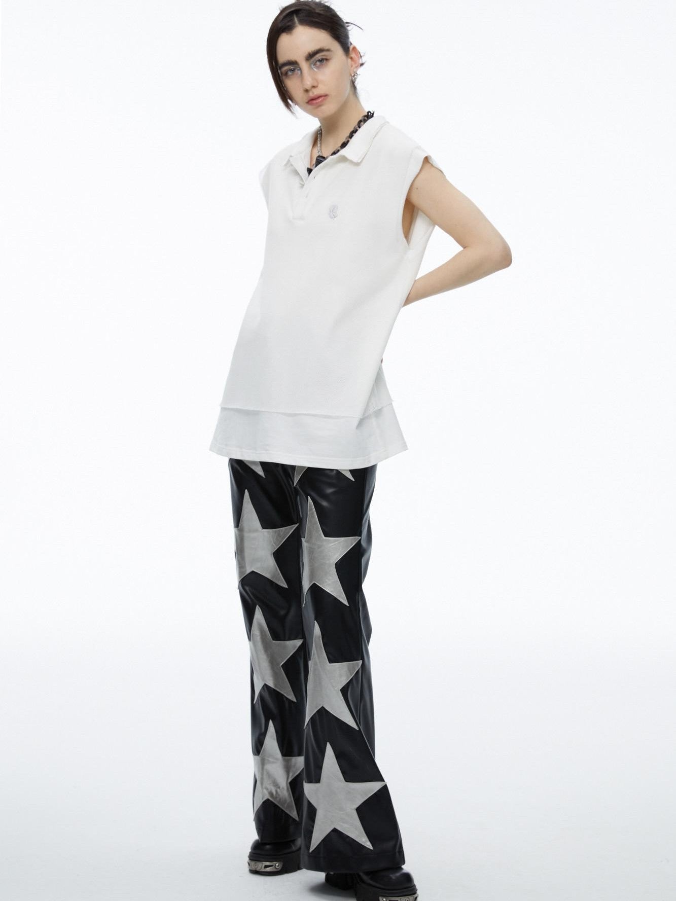 QUORRA S CHORD White Mesh Polo Frayed Hem Women&
