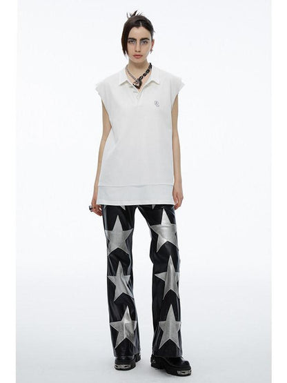 QUORRA S CHORD White Mesh Polo Frayed Hem Women&