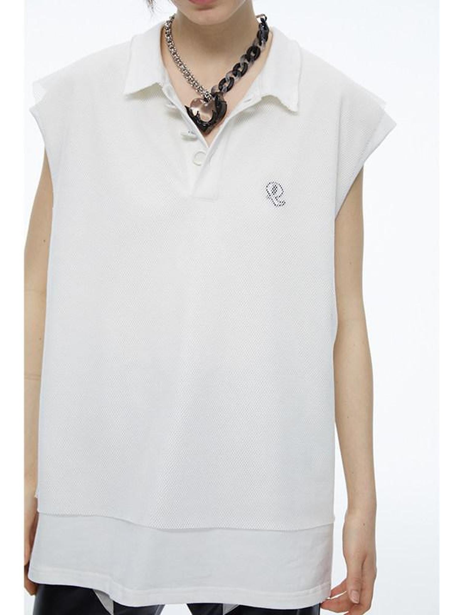 QUORRA S CHORD White Mesh Polo Frayed Hem Women&