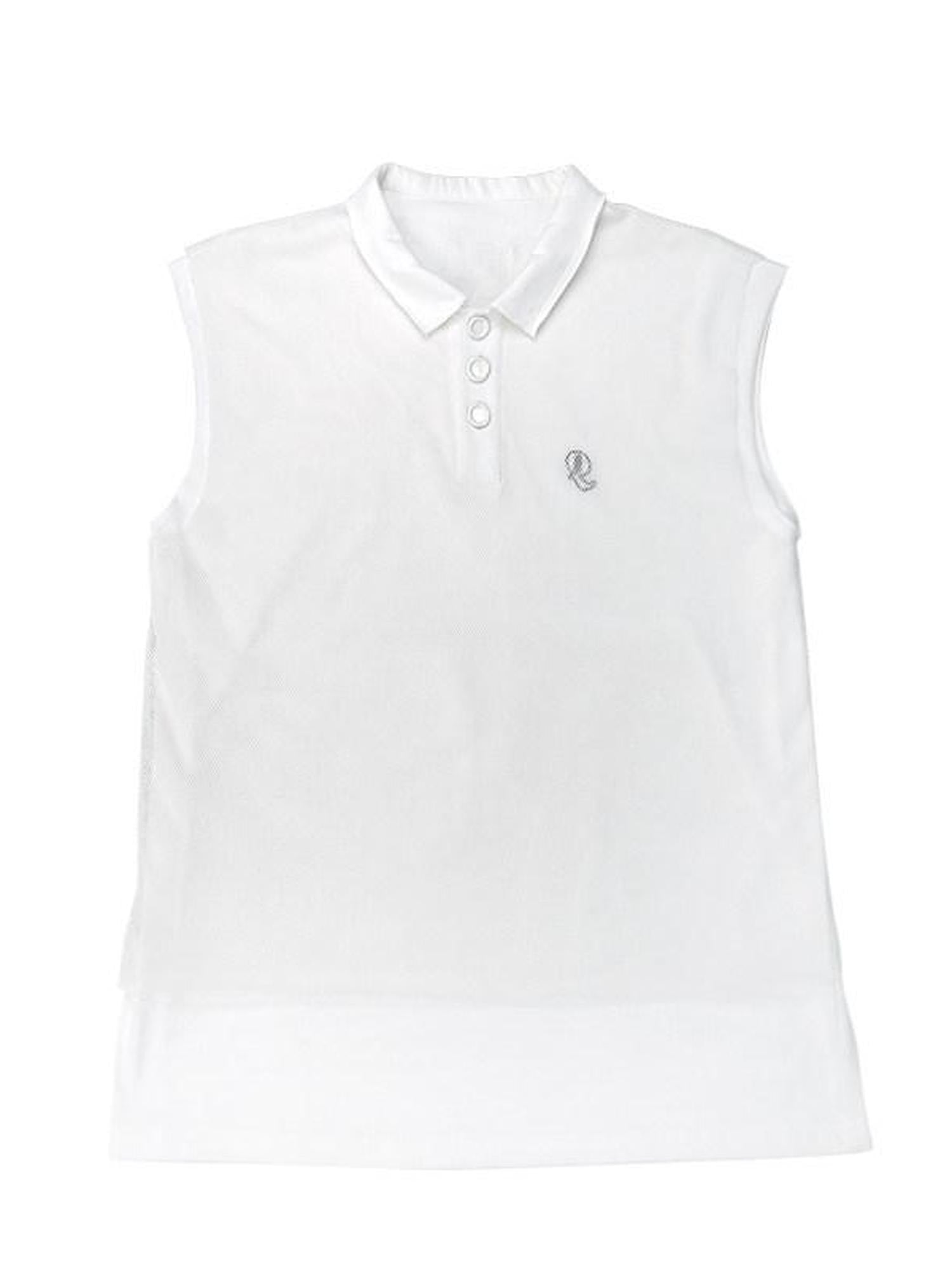 QUORRA S CHORD White Mesh Polo Frayed Hem Women&