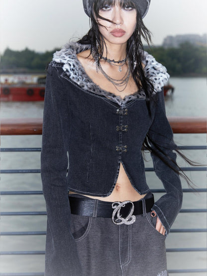 QUORRA S CHORD Wide Round Neck Detachable Fur Collar Women&