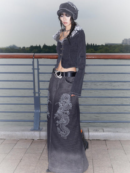 QUORRA S CHORD Wide Round Neck Detachable Fur Collar Women&
