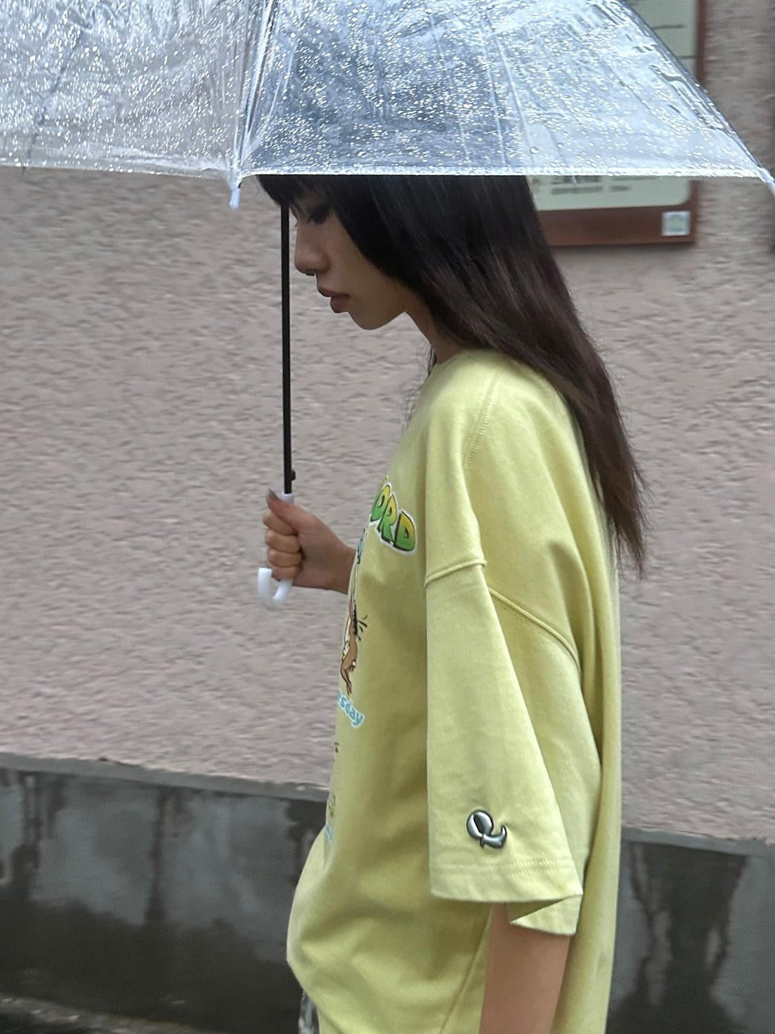 QUORRA S CHORD Yellow Green Cute Cartoon Vintage Washed Women&