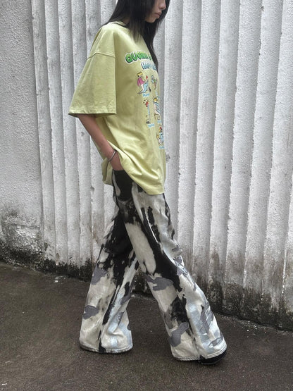 QUORRA S CHORD Yellow Green Cute Cartoon Vintage Washed Women&