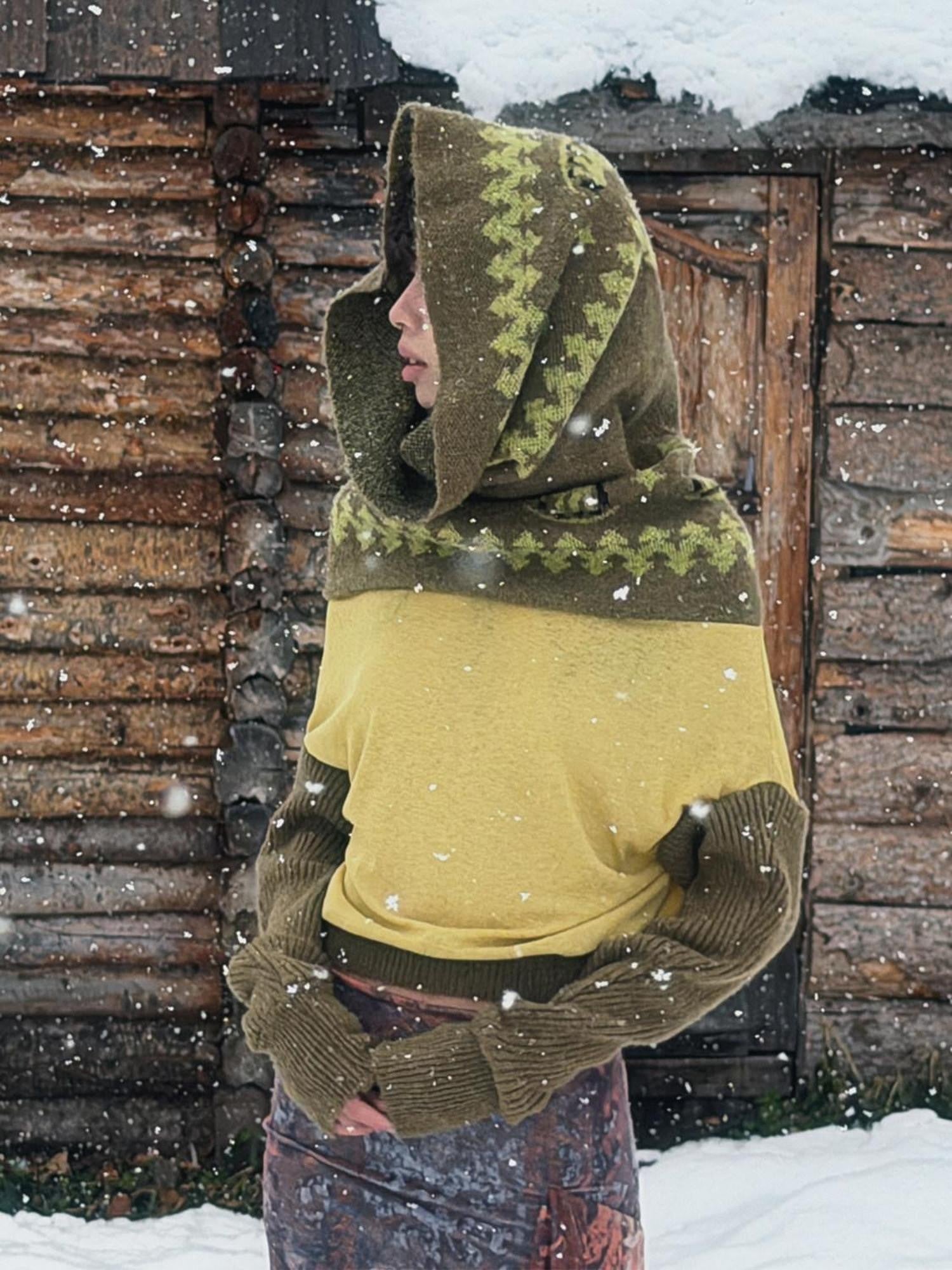QUORRA S CHORD Yellow Green Patchwork Jacquard Horse Women&