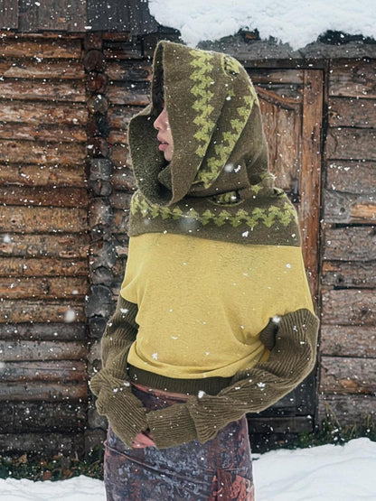 QUORRA S CHORD Yellow Green Patchwork Jacquard Horse Women&