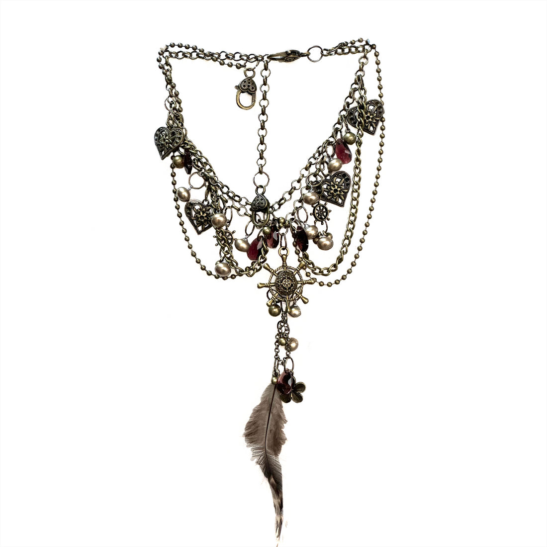 Handcrafted Layered Feather Pendant Necklace