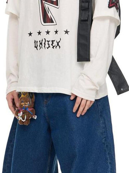 Peoplesense Quick Dry Embroidered Loose Fit Sporty Long Sleeve Tee
