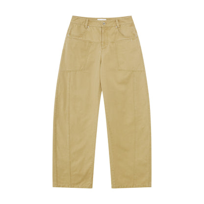 RUN TO THE FUTURE 100 Percent Cotton Mid Low Rise Button Fly Casual Khaki Unisex Wide-Leg Pants