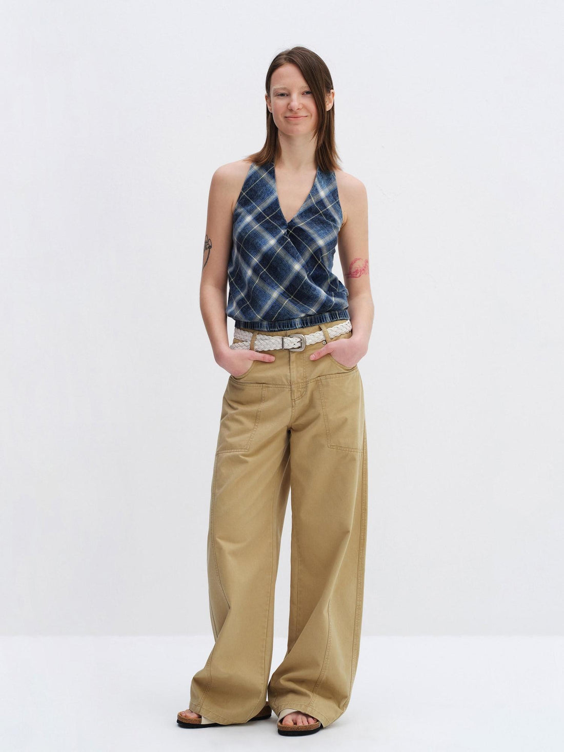 RUN TO THE FUTURE 100 Percent Cotton Mid Low Rise Button Fly Casual Khaki Unisex Wide-Leg Pants