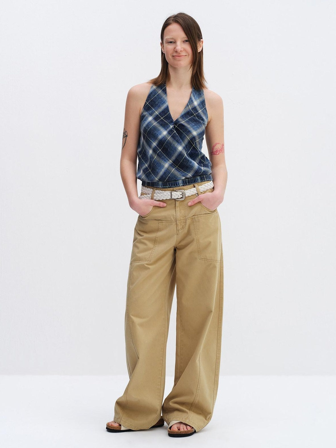 RUN TO THE FUTURE 100 Percent Cotton Mid Low Rise Button Fly Casual Khaki Unisex Wide-Leg Pants