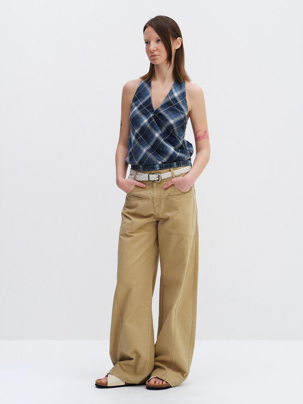RUN TO THE FUTURE 100 Percent Cotton Mid Low Rise Button Fly Casual Khaki Unisex Wide-Leg Pants