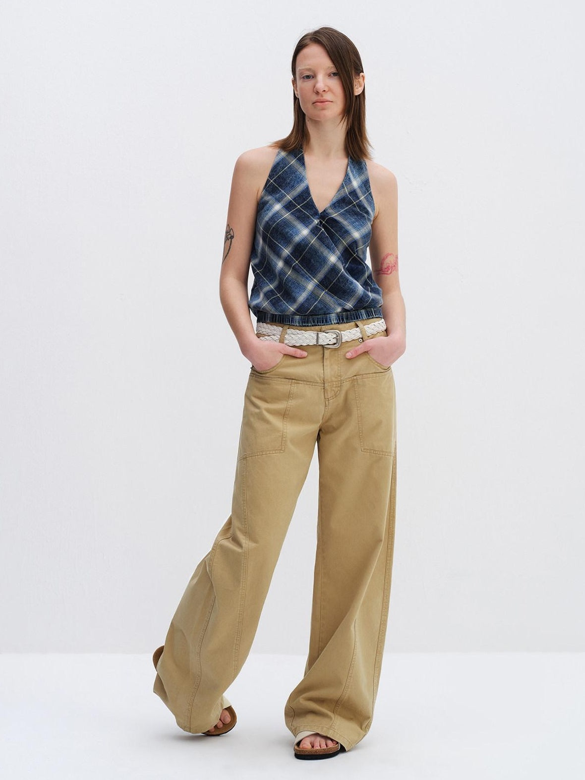 RUN TO THE FUTURE 100 Percent Cotton Mid Low Rise Button Fly Casual Khaki Unisex Wide-Leg Pants