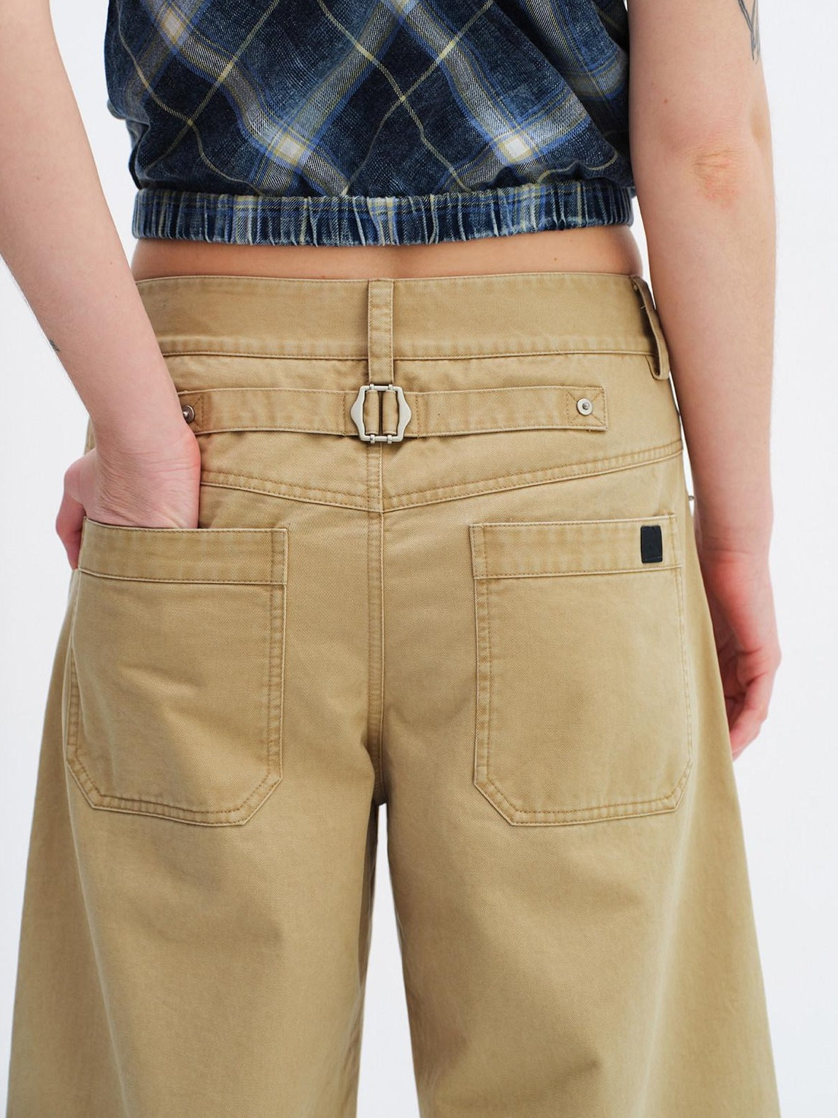 RUN TO THE FUTURE 100 Percent Cotton Mid Low Rise Button Fly Casual Khaki Unisex Wide-Leg Pants