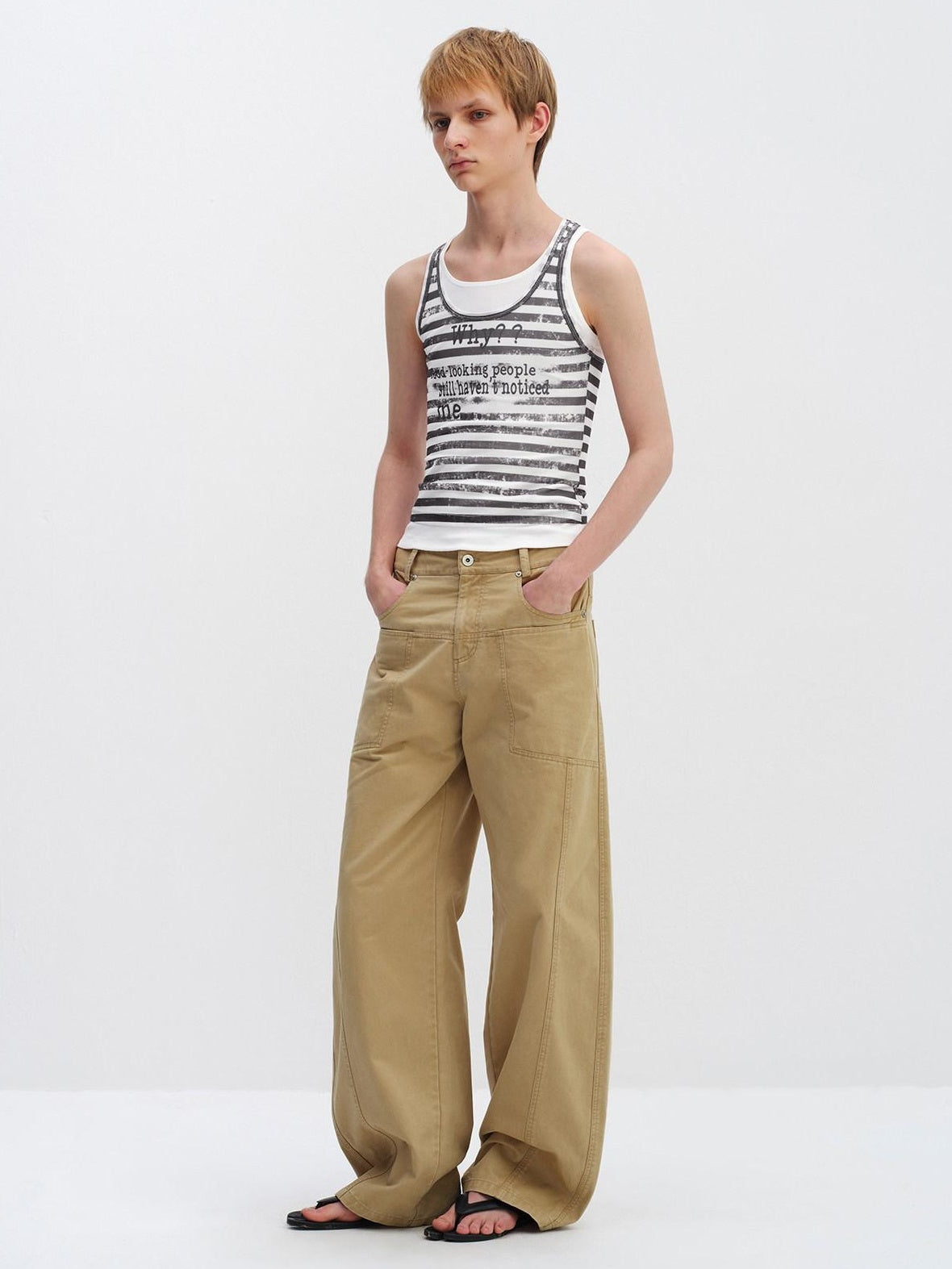 RUN TO THE FUTURE 100 Percent Cotton Mid Low Rise Button Fly Casual Khaki Unisex Wide-Leg Pants