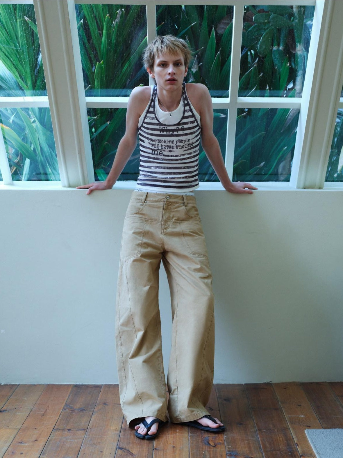 RUN TO THE FUTURE 100 Percent Cotton Mid Low Rise Button Fly Casual Khaki Unisex Wide-Leg Pants